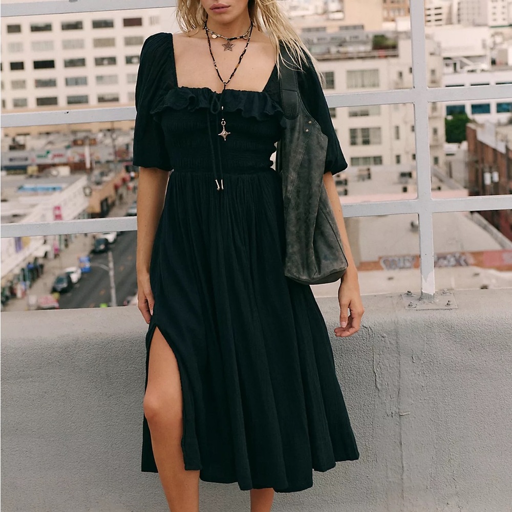 Free People Oasis Midi Dress in Black Size XS